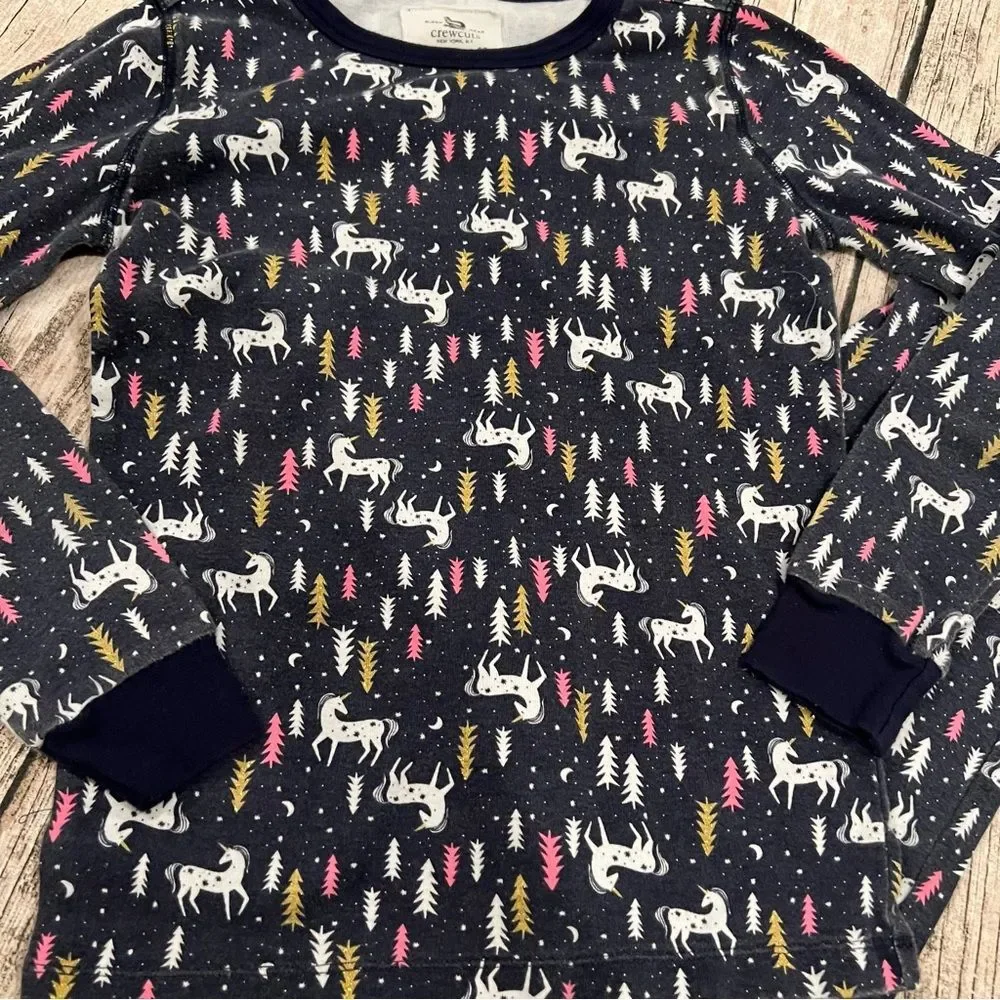 Crewcuts Navy Blue pajamas with unicorns size 12